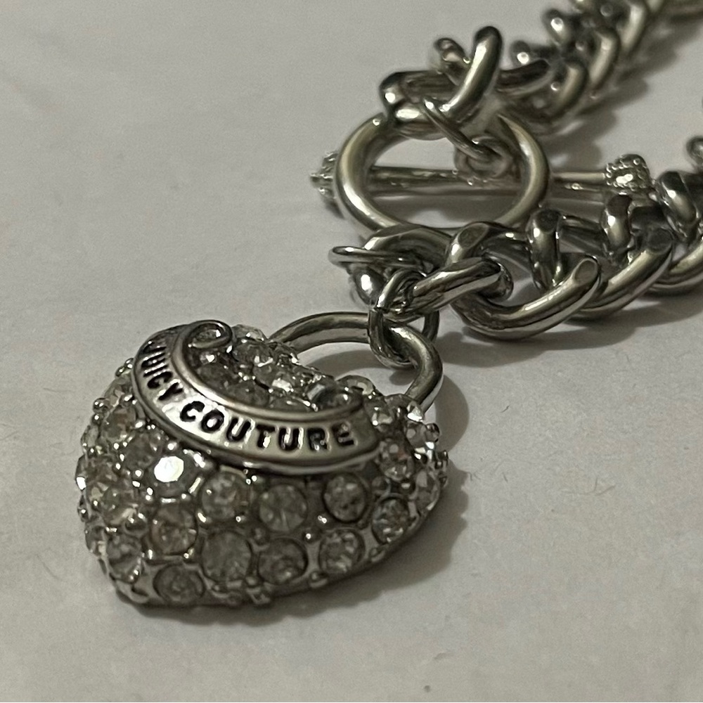 Juicy Couture Silver Chain Bracelet With Crystal Heart Charm - Picture 10 of 14